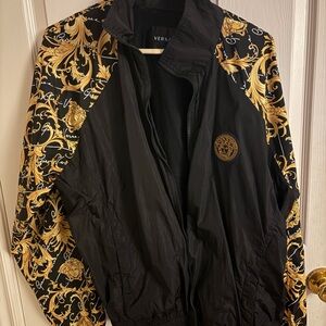 Versace Black and Gold Baroque Windbreaker Jacket EU 48